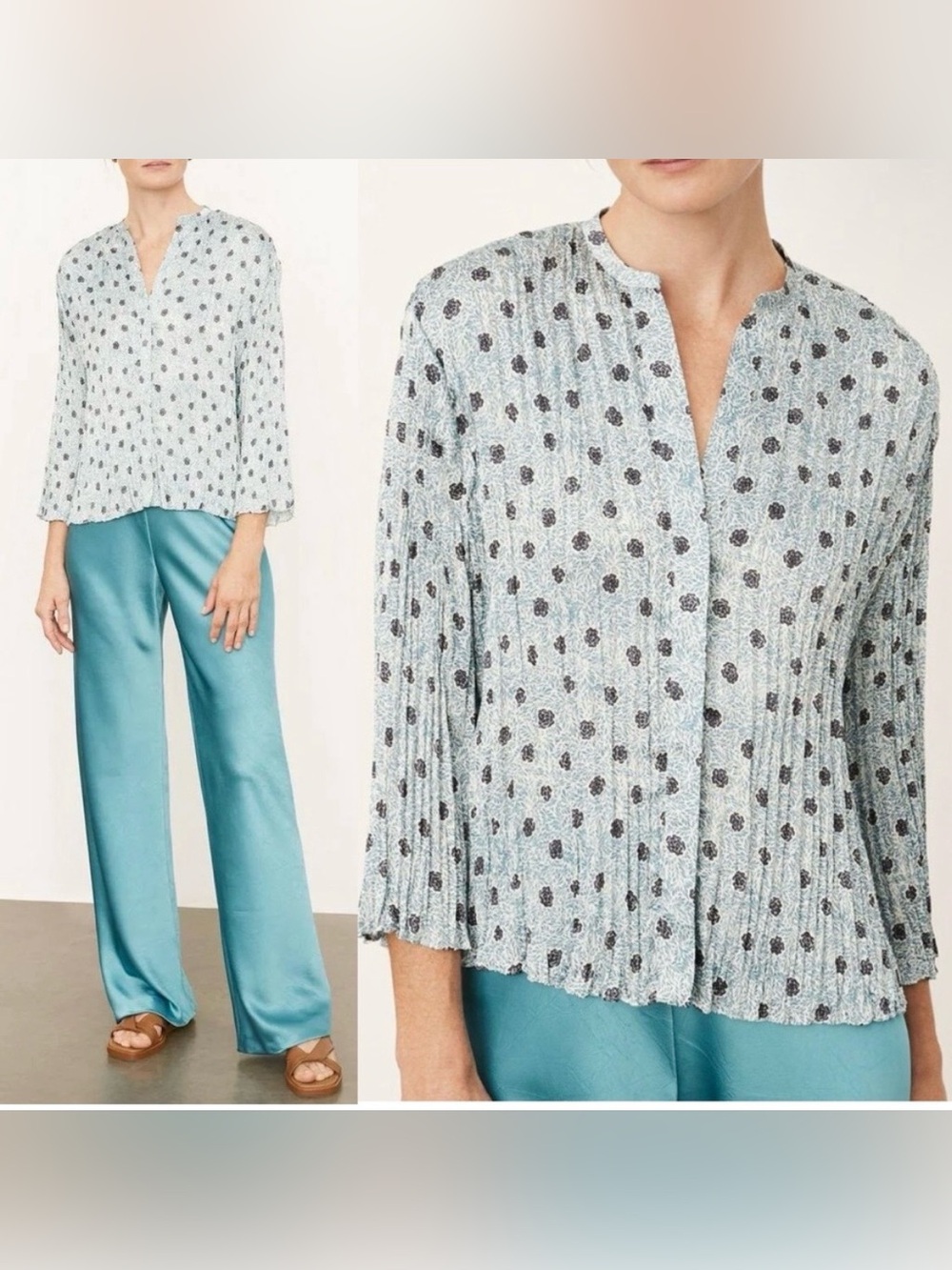 Vince Camellia Long Sleeve Pleated Top - NWT